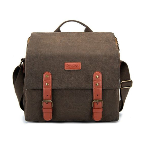 Cwatcun N1 Retro Multifunctional Canvas Water-resistant Digital Camera Photography Bag, Size:29 x 14.5 x 22cm Coffee