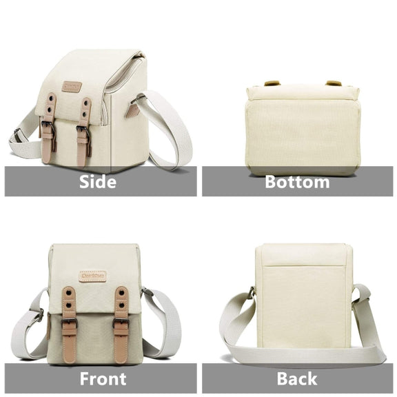Cwatcun N1 Retro Multifunctional Canvas Water-resistant Digital Camera Photography Bag, Size:29 x 14.5 x 22cm Coffee
