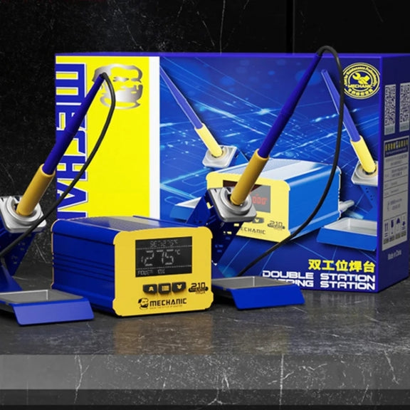 Mechanic 210MAX Dual Station Thermostatic Adjustable Digital Display Soldering Station, Plug:EU