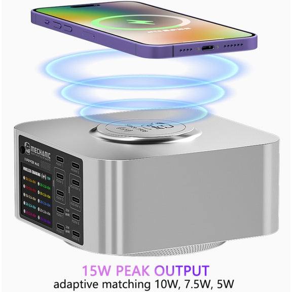 Mechanic X-Power Series Multiport Digital Display USB Charger Station with Wireless Charging, Total Power:300W(US Plug)