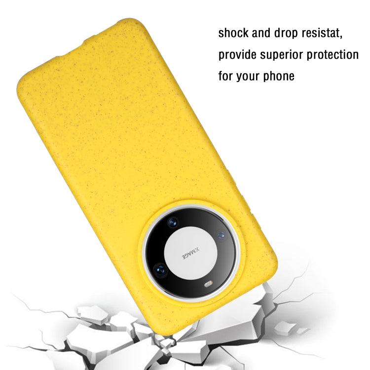 For Huawei Mate 60 Pro Wheat MagSafe Magnetic Straw Material + TPU Phone Case(Yellow)