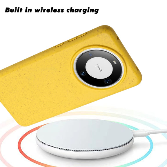 For Huawei Mate 60 Pro Wheat MagSafe Magnetic Straw Material + TPU Phone Case(Yellow)