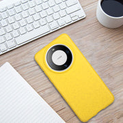 For Huawei Mate 60 Pro Wheat MagSafe Magnetic Straw Material + TPU Phone Case(Yellow)