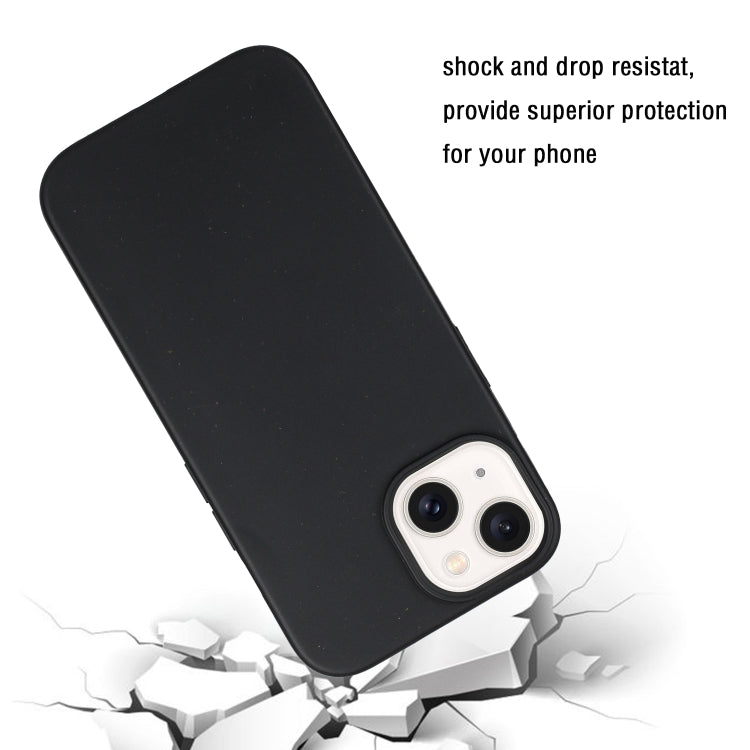 For iPhone 14 Wheat MagSafe Magnetic Straw Material + TPU Phone Case(Black)