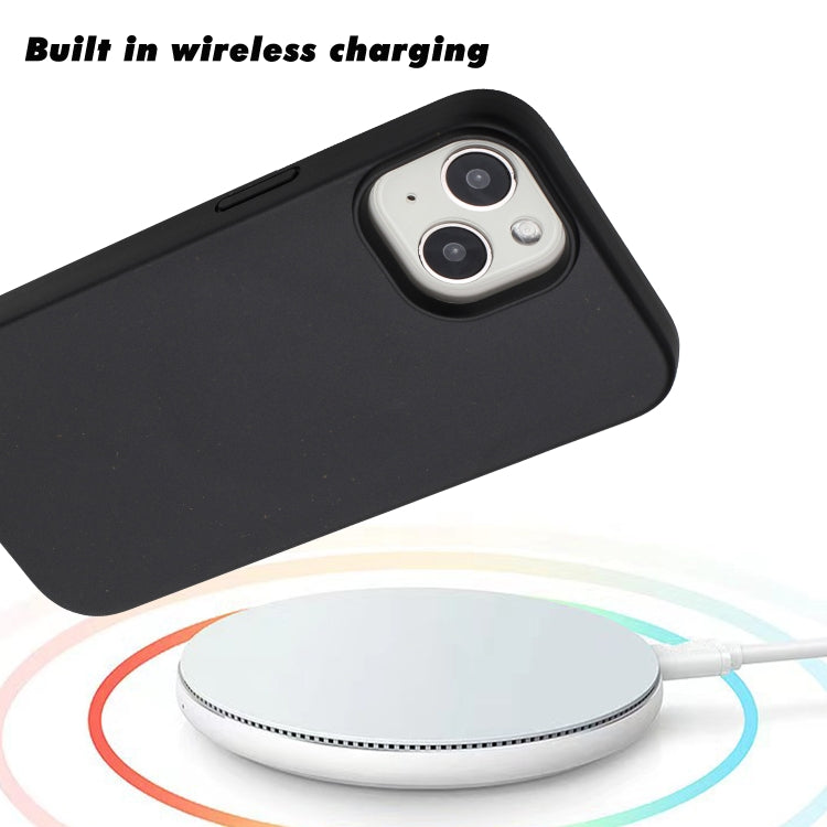 For iPhone 14 Wheat MagSafe Magnetic Straw Material + TPU Phone Case(Black)