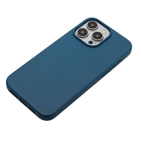 For iPhone 13 Pro Wheat MagSafe Magnetic Straw Material + TPU Phone Case(Blue)