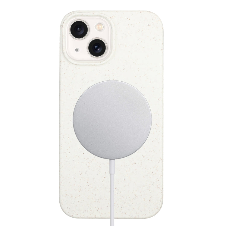 For iPhone 13 Wheat MagSafe Magnetic Straw Material + TPU Phone Case(White)