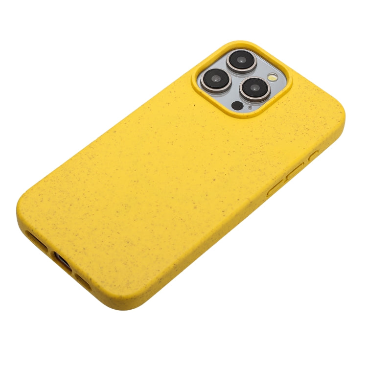For iPhone 11 Pro Max Wheat MagSafe Magnetic Straw Material + TPU Phone Case(Yellow)