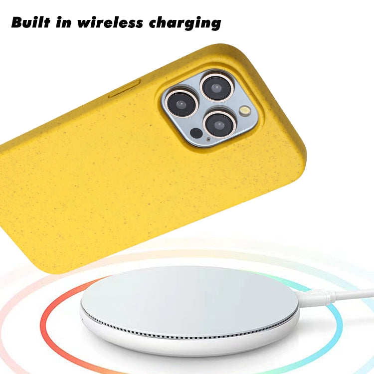 For iPhone 11 Pro Max Wheat MagSafe Magnetic Straw Material + TPU Phone Case(Yellow)