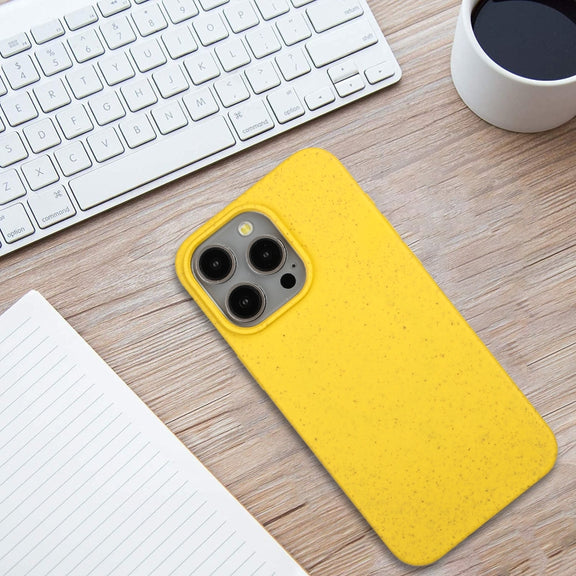 For iPhone 11 Pro Max Wheat MagSafe Magnetic Straw Material + TPU Phone Case(Yellow)