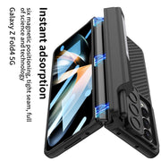 For Samsung Galaxy Z Fold4 GKK Magnetic Hinge Flip Leather Phone Case with Holder(Black)