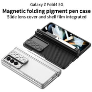 For Samsung Galaxy Z Fold4 GKK Magnetic Hinge Flip Leather Phone Case with Holder(Black)