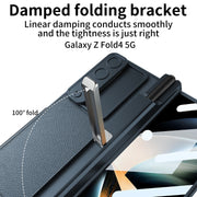 For Samsung Galaxy Z Fold4 GKK Magnetic Hinge Flip Leather Phone Case with Holder(Black)