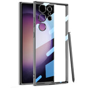 For Samsung Galaxy S24 Ultra GKK Plating Transparent TPU Phone Case, Without pen(Black)