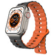 For Apple Watch Ultra 49mm Reverse Buckle Two Color Magnetic Silicone Watch Band(Black+Orange) - free shipping - PMC TechLife - Order now!