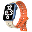 For Apple Watch Series 7 45mm Reverse Buckle Two Color Magnetic Silicone Watch Band(Starlight+Orange) - free shipping - PMC TechLife - Order now!