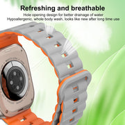 For Apple Watch Series 7 45mm Reverse Buckle Two Color Magnetic Silicone Watch Band(Starlight+Orange)