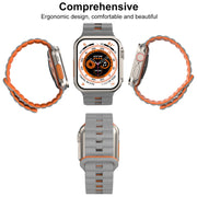 For Apple Watch Series 7 45mm Reverse Buckle Two Color Magnetic Silicone Watch Band(Wine Red+Black)