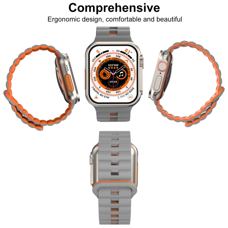 For Apple Watch Series 6 44mm Reverse Buckle Two Color Magnetic Silicone Watch Band(Black+White)