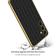 For Samsung Galaxy S24+ 5G GKK Weave Texture Electroplating PU Protective Phone Case(Purple)