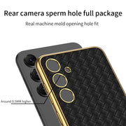 For Samsung Galaxy S24+ 5G GKK Weave Texture Electroplating PU Protective Phone Case(Purple)