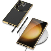 For Samsung Galaxy S24 Ultra 5G GKK Plating Soft TPU + Leather Full Coverage Phone Case without Pen(White)
