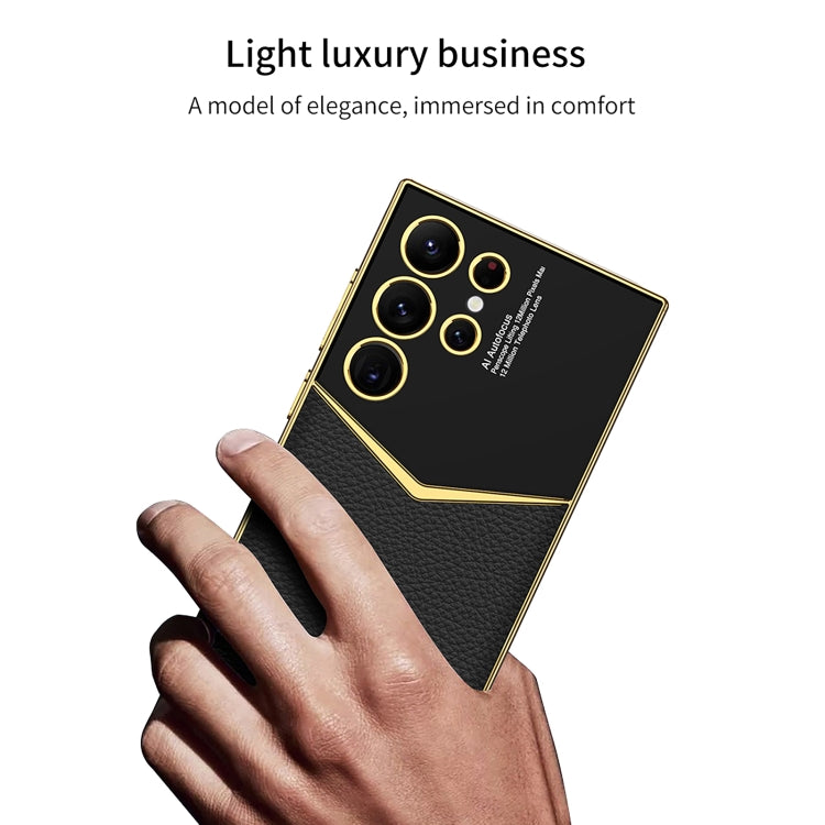 For Samsung Galaxy S24 Ultra 5G GKK Plating Soft TPU + Leather Full Coverage Phone Case without Pen(White)
