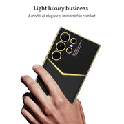For Samsung Galaxy S24 Ultra 5G GKK Plating Soft TPU + Leather Full Coverage Phone Case without Pen(White)