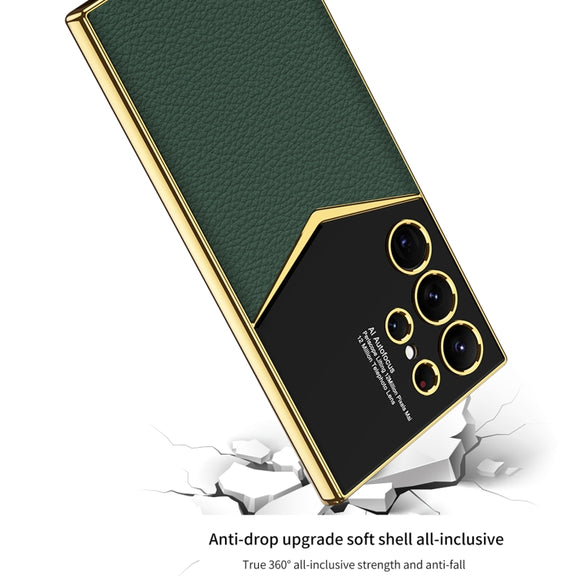 For Samsung Galaxy S24 Ultra 5G GKK Plating Soft TPU + Leather Full Coverage Phone Case without Pen(White)