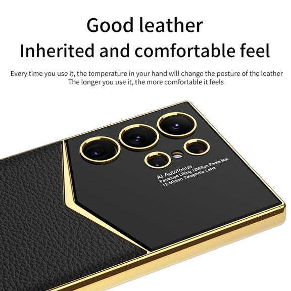 For Samsung Galaxy S24 Ultra 5G GKK Plating Soft TPU + Leather Full Coverage Phone Case without Pen(White)