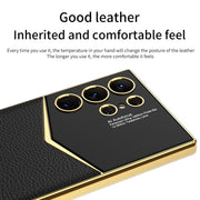 For Samsung Galaxy S24 Ultra 5G GKK Plating Soft TPU + Leather Full Coverage Phone Case without Pen(Purple)
