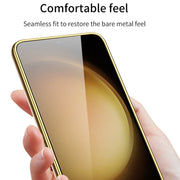 For Samsung Galaxy S24 5G GKK Plating Soft TPU + Leather Full Coverage Phone Case without Pen(Purple)