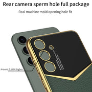 For Samsung Galaxy S24 5G GKK Plating Soft TPU + Leather Full Coverage Phone Case without Pen(Purple)