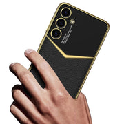 For Samsung Galaxy S24 5G GKK Plating Soft TPU + Leather Full Coverage Phone Case without Pen(Purple)