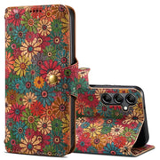 For Samsung Galaxy A14 5G Denior Flower Language Series Cork Fabric Oil Edge Leather Phone Case(Spring)