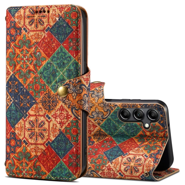 For Samsung Galaxy A14 5G Denior Flower Language Series Cork Fabric Oil Edge Leather Phone Case(Winter)