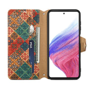 For Samsung Galaxy A14 5G Denior Flower Language Series Cork Fabric Oil Edge Leather Phone Case(Winter)