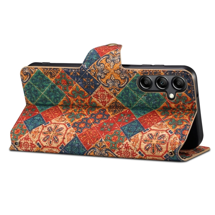 For Samsung Galaxy A14 5G Denior Flower Language Series Cork Fabric Oil Edge Leather Phone Case(Winter)