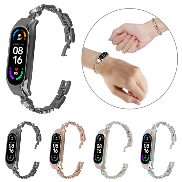 For Xiaomi Mi Band 8 Heart-to-heart Diamond Metal Watch Band(Black)