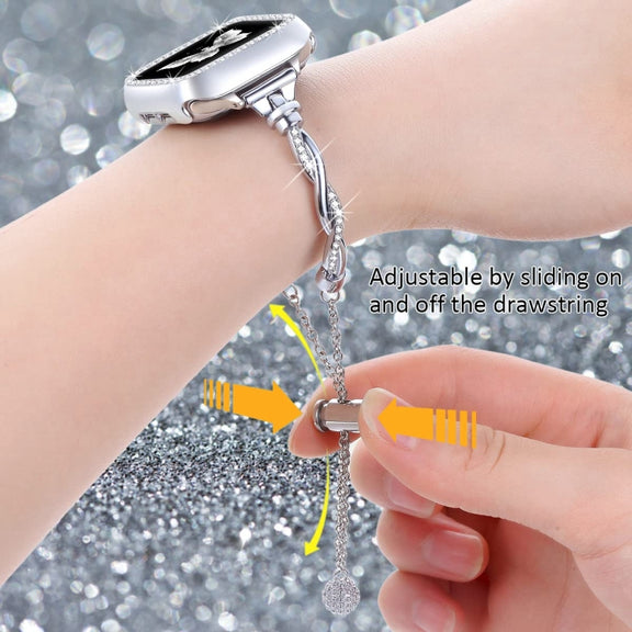 For Apple Watch 6 40mm Twist Bracelet Diamond Metal Watch Band(Silver)