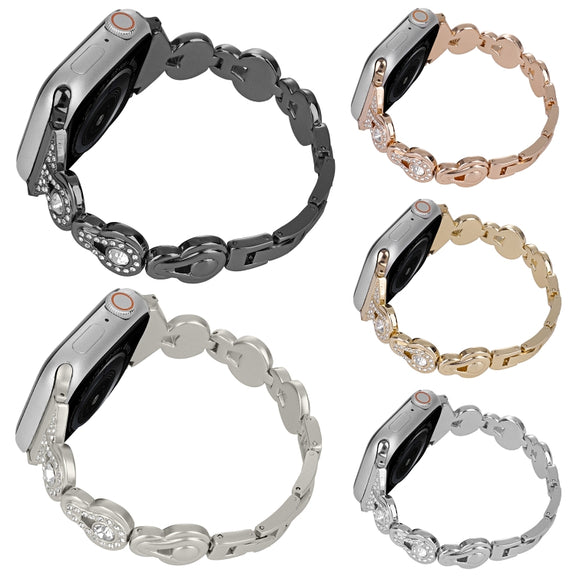 For Apple Watch 42mm Gourd Diamond Metal Watch Band(Black)