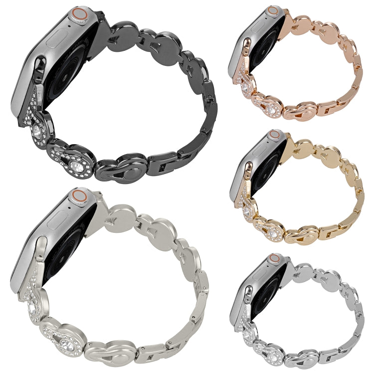 For Apple Watch 42mm Gourd Diamond Metal Watch Band(Black)