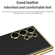 For Samsung Galaxy S24 Ultra 5G GKK Plating TPU + Leather Full Coverage Phone Case(Pink)