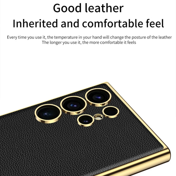 For Samsung Galaxy S24 Ultra 5G GKK Plating TPU + Leather Full Coverage Phone Case(Pink)
