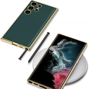 For Samsung Galaxy S24 Ultra 5G GKK Plating TPU + Leather Full Coverage Phone Case(Carbon Fiber)