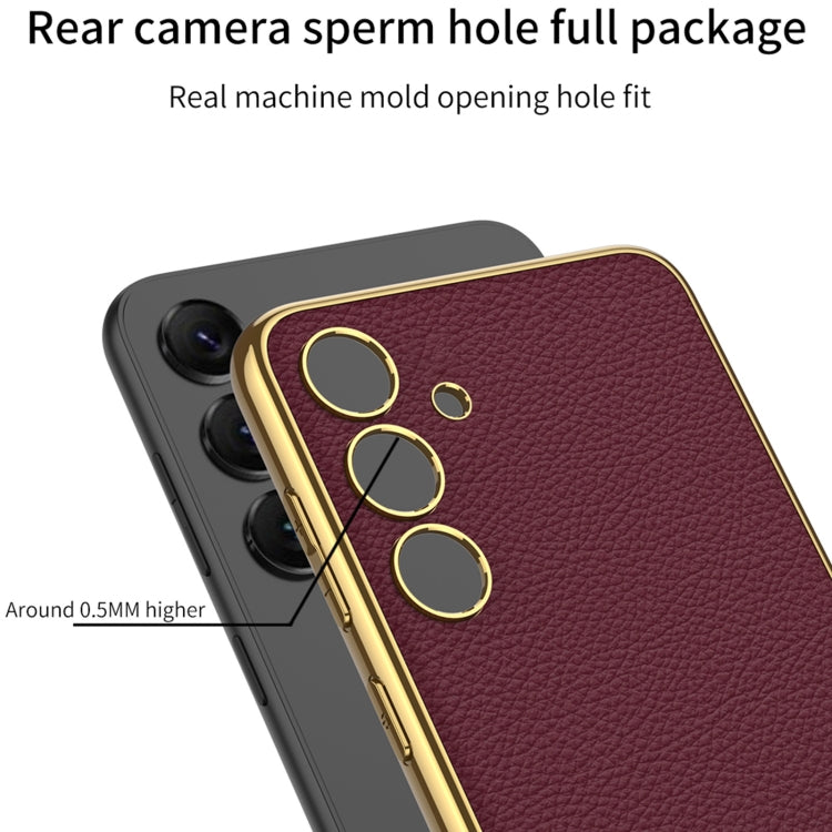 For Samsung Galaxy S24 5G GKK Plating TPU + Leather Full Coverage Phone Case(Carbon Fiber)