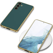 For Samsung Galaxy S24 5G GKK Plating TPU + Leather Full Coverage Phone Case(Carbon Fiber)