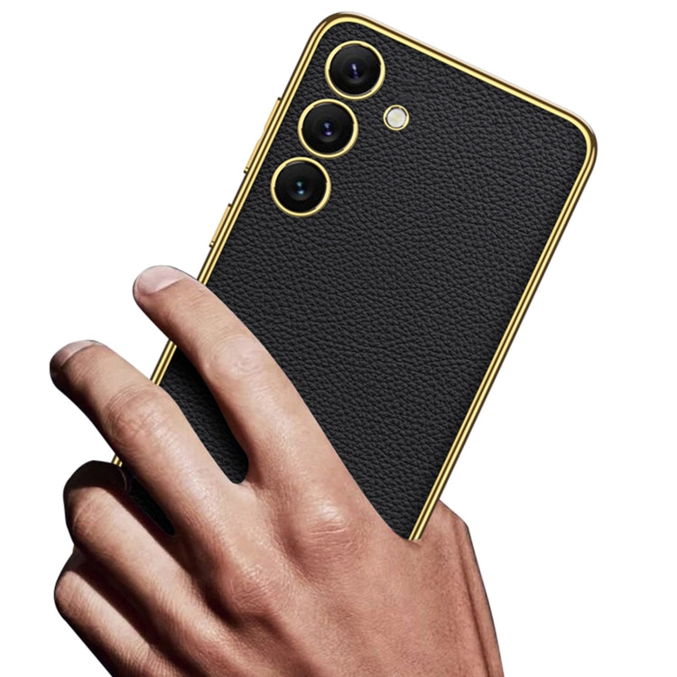For Samsung Galaxy S24 5G GKK Plating TPU + Leather Full Coverage Phone Case(Carbon Fiber)