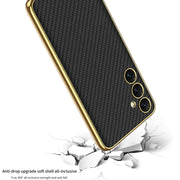 For Samsung Galaxy S24 5G GKK Plating TPU + Leather Full Coverage Phone Case(Carbon Fiber)