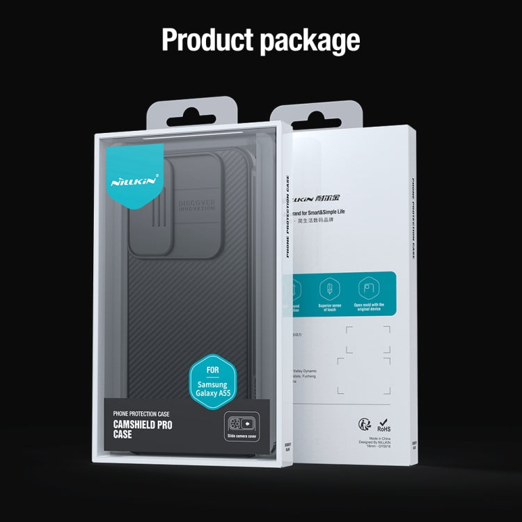For Samsung Galaxy A55 NILLKIN Black Mirror Pro Series Camshield PC Phone Case(Black)